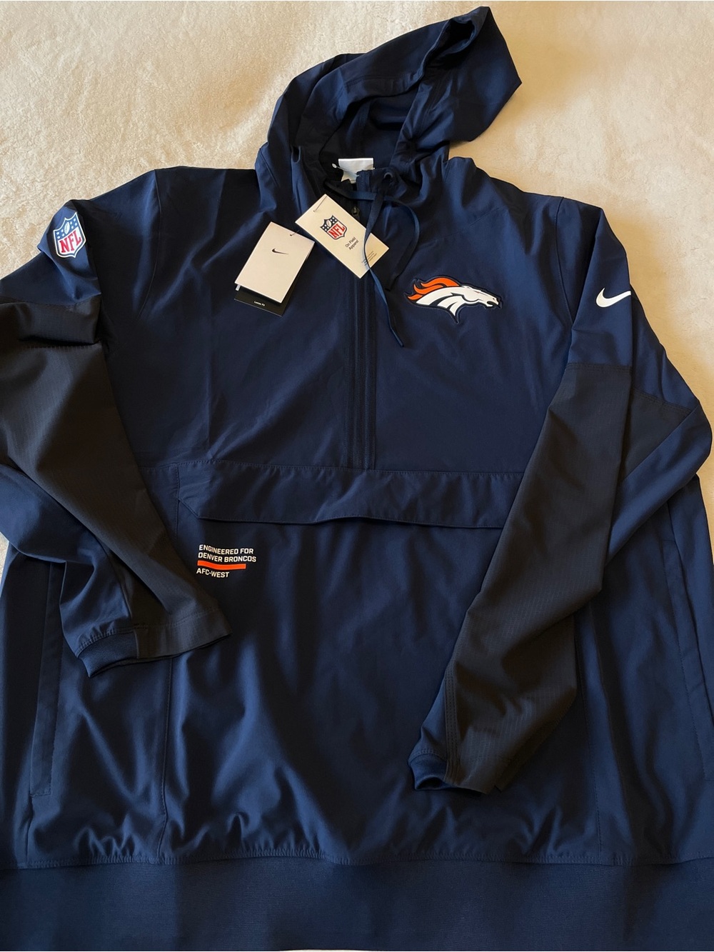 NWT Nike NFL Denver Broncos AFC West Hoodie Pullover Sz XL